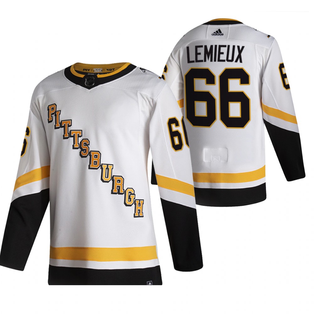 Personalized Pittsburgh Penguins #66 Mario Lemieux White Men’s 2020-21 Reverse Retro Alternate NHL Jersey