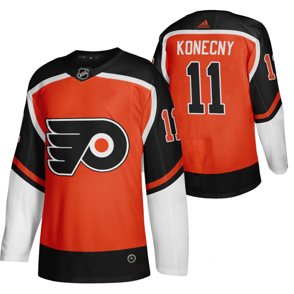 Personalized Philadelphia Flyers #11 Travis Konecny Orange Men’s 2020-21 Reverse Retro Alternate NHL Jersey