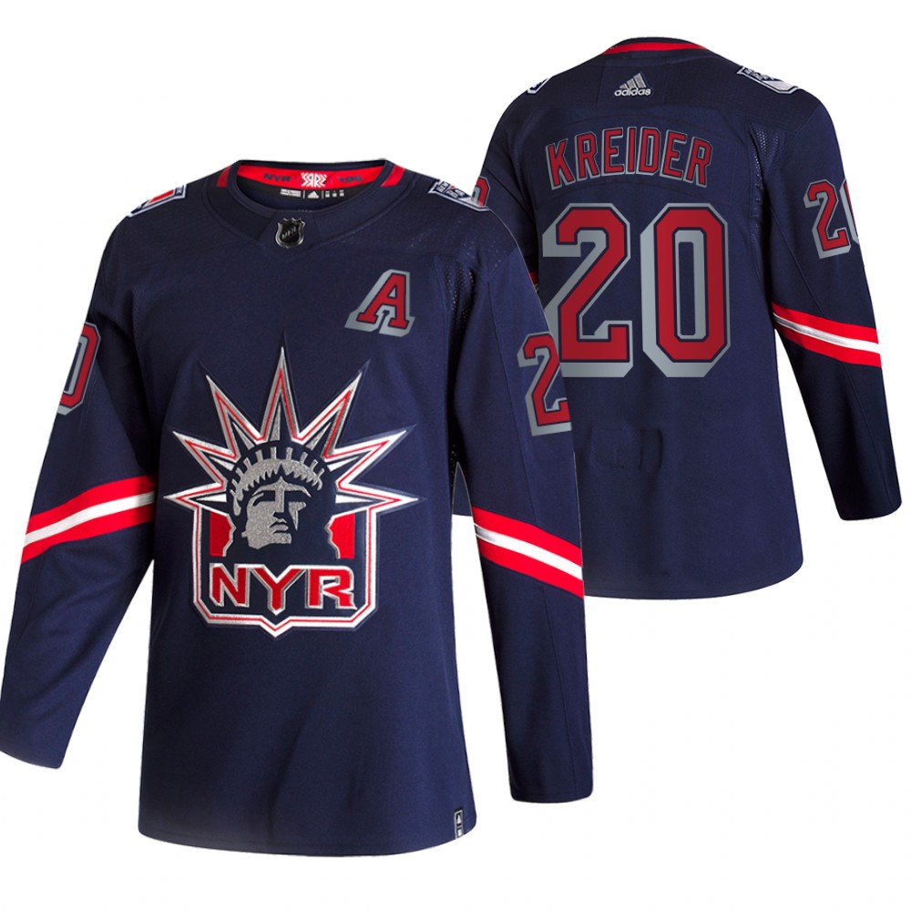 Personalized New York Rangers #20 Chris Kreider Navy Men’s 2020-21 Reverse Retro Alternate NHL Jersey