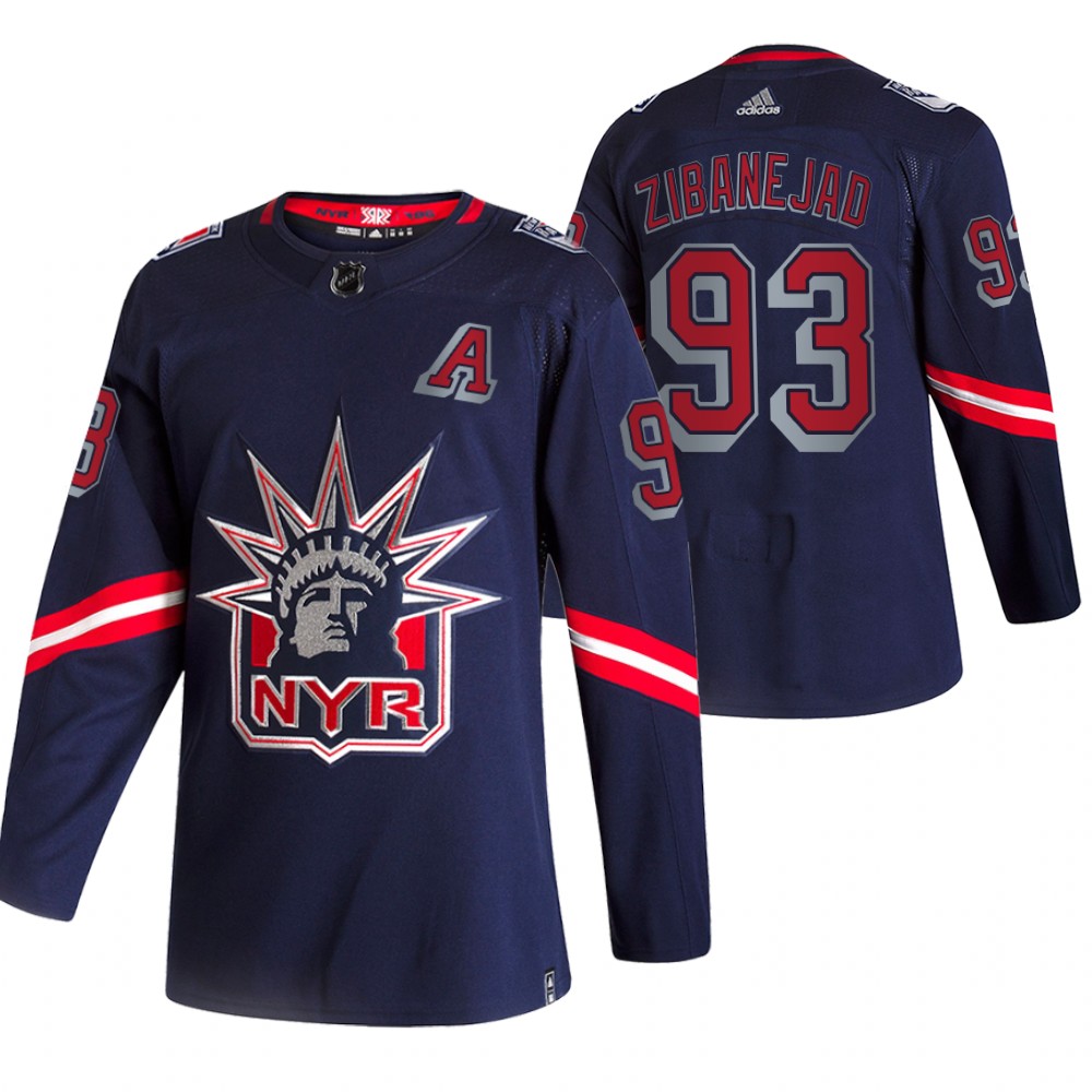 Personalized New York Rangers #93 Mika Zibanejad Navy Men’s 2020-21 Reverse Retro Alternate NHL Jersey