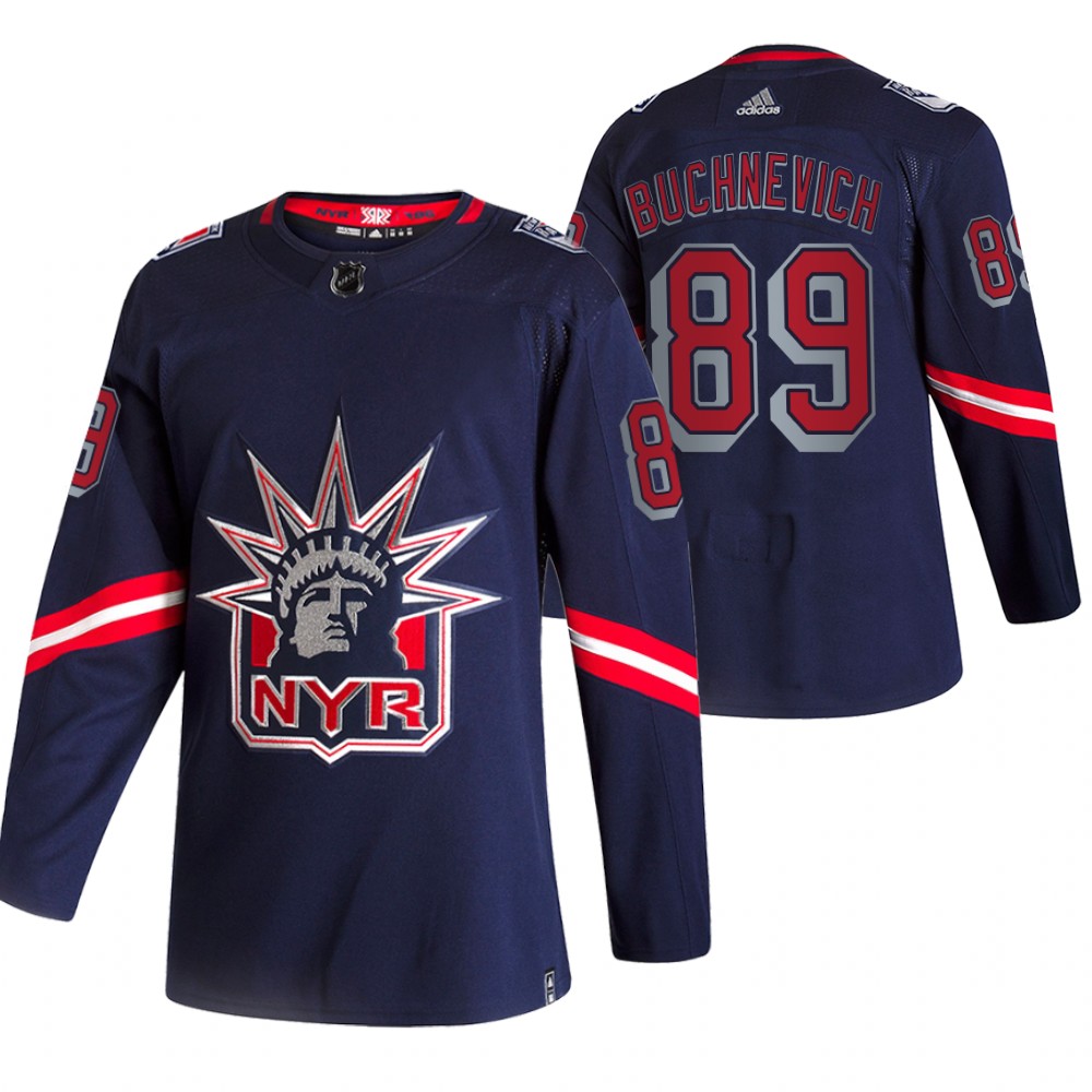 Personalized New York Rangers #89 Pavel Buchnevich Navy Men’s 2020-21 Reverse Retro Alternate NHL Jersey