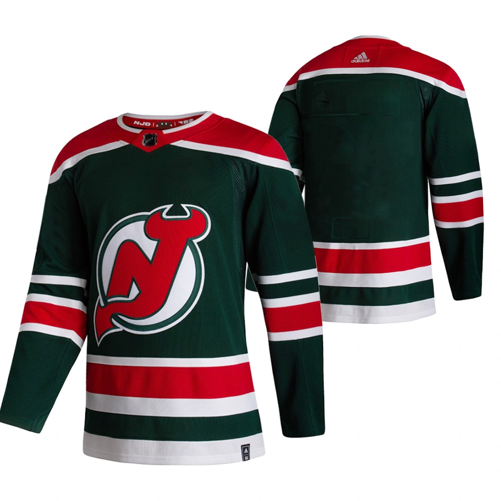 Personalized New Jersey Devils Blank Green Men’s 2020-21 Reverse Retro Alternate NHL Jersey
