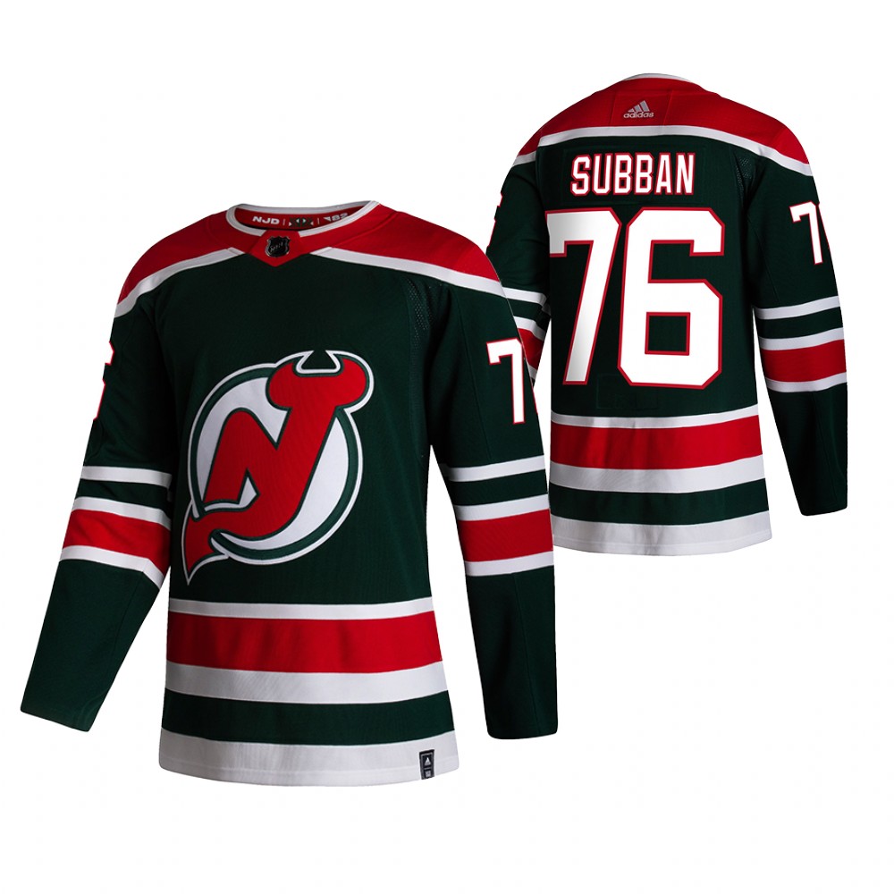 Personalized New Jersey Devils #76 P.K. Subban Green Men’s 2020-21 Reverse Retro Alternate NHL Jersey