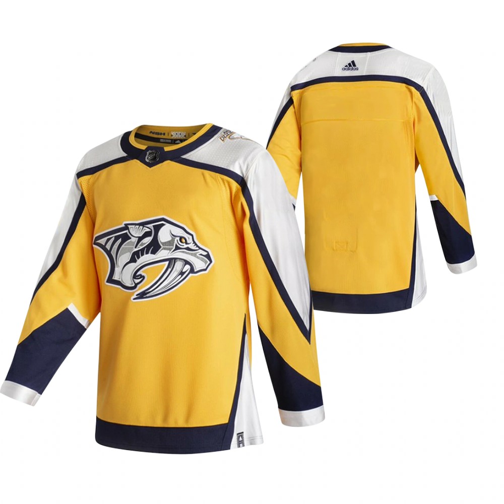 Personalized Nashville Predators Blank Yellow Men’s 2020-21 Reverse Retro Alternate NHL Jersey