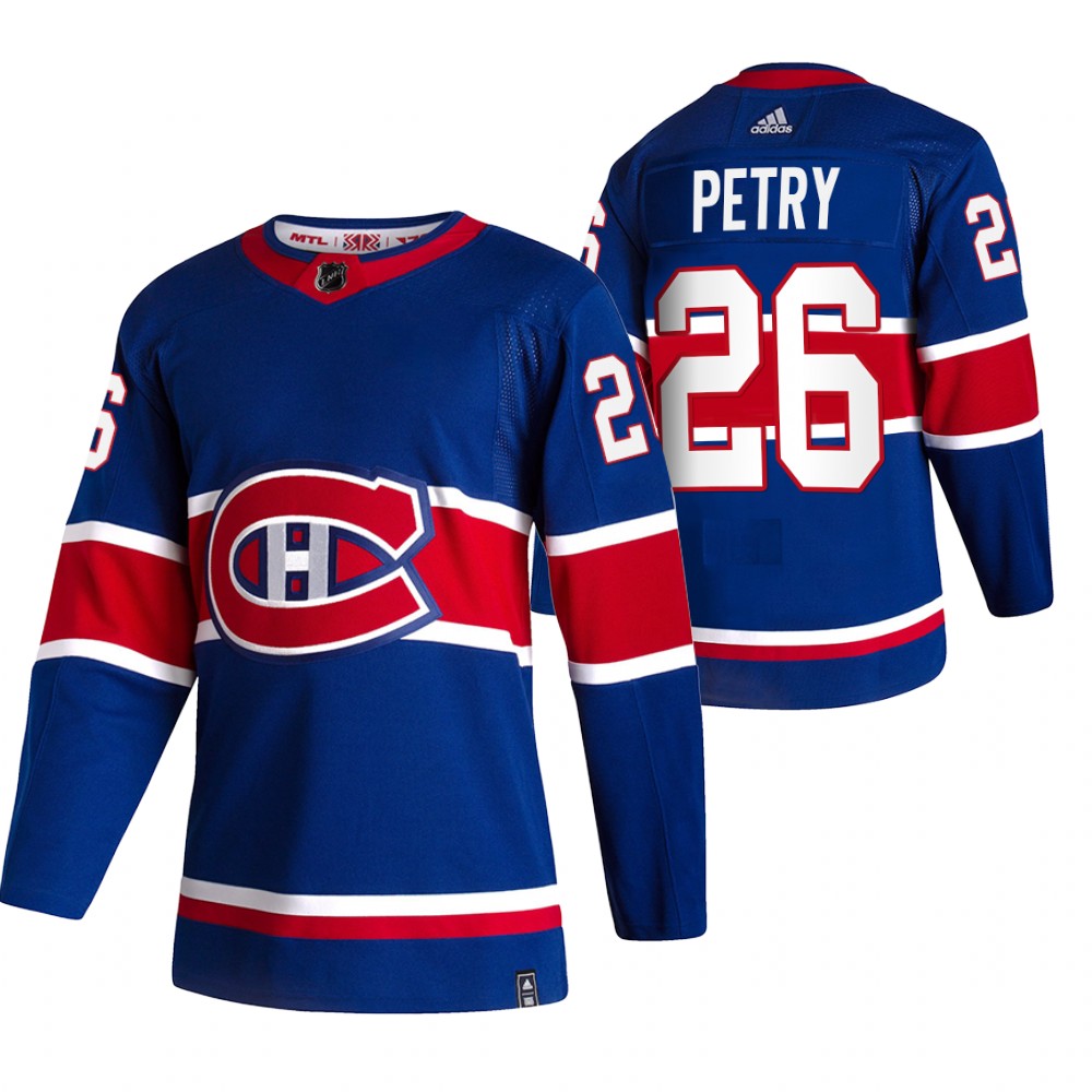 Personalized Montreal Canadiens #26 Jeff Petry Blue Men’s 2020-21 Reverse Retro Alternate NHL Jersey
