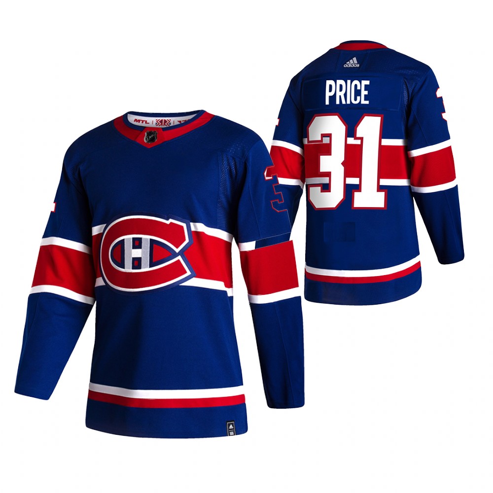 Personalized Montreal Canadiens #31 Carey Price Blue Men’s 2020-21 Reverse Retro Alternate NHL Jersey