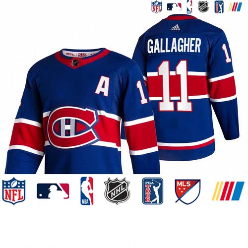 Personalized Montreal Canadiens #11 Brendan Gallagher Blue Men’s 2020-21 Reverse Retro Alternate NHL Jersey