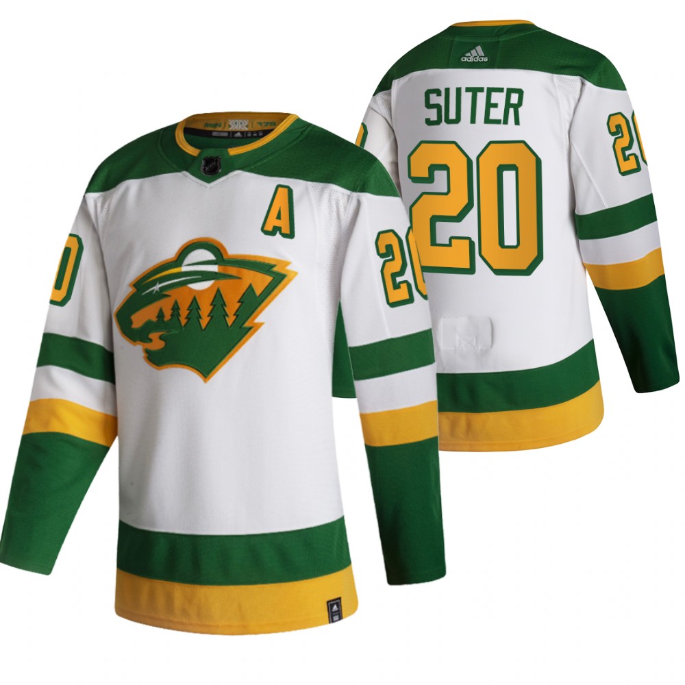 Personalized Minnesota Wild #20 Ryan Suter White Men’s 2020-21 Reverse Retro Alternate NHL Jersey