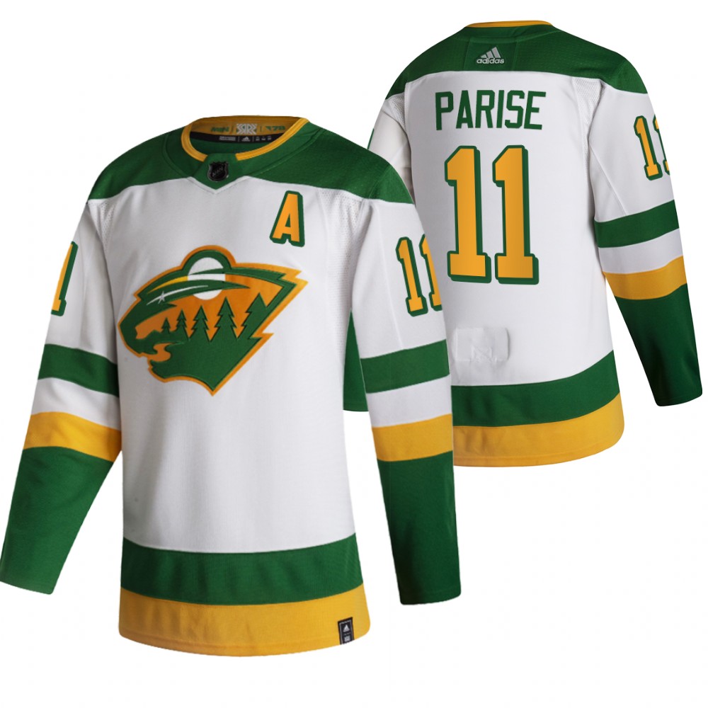 Personalized Minnesota Wild #11 Zach Parise White Men’s 2020-21 Reverse Retro Alternate NHL Jersey