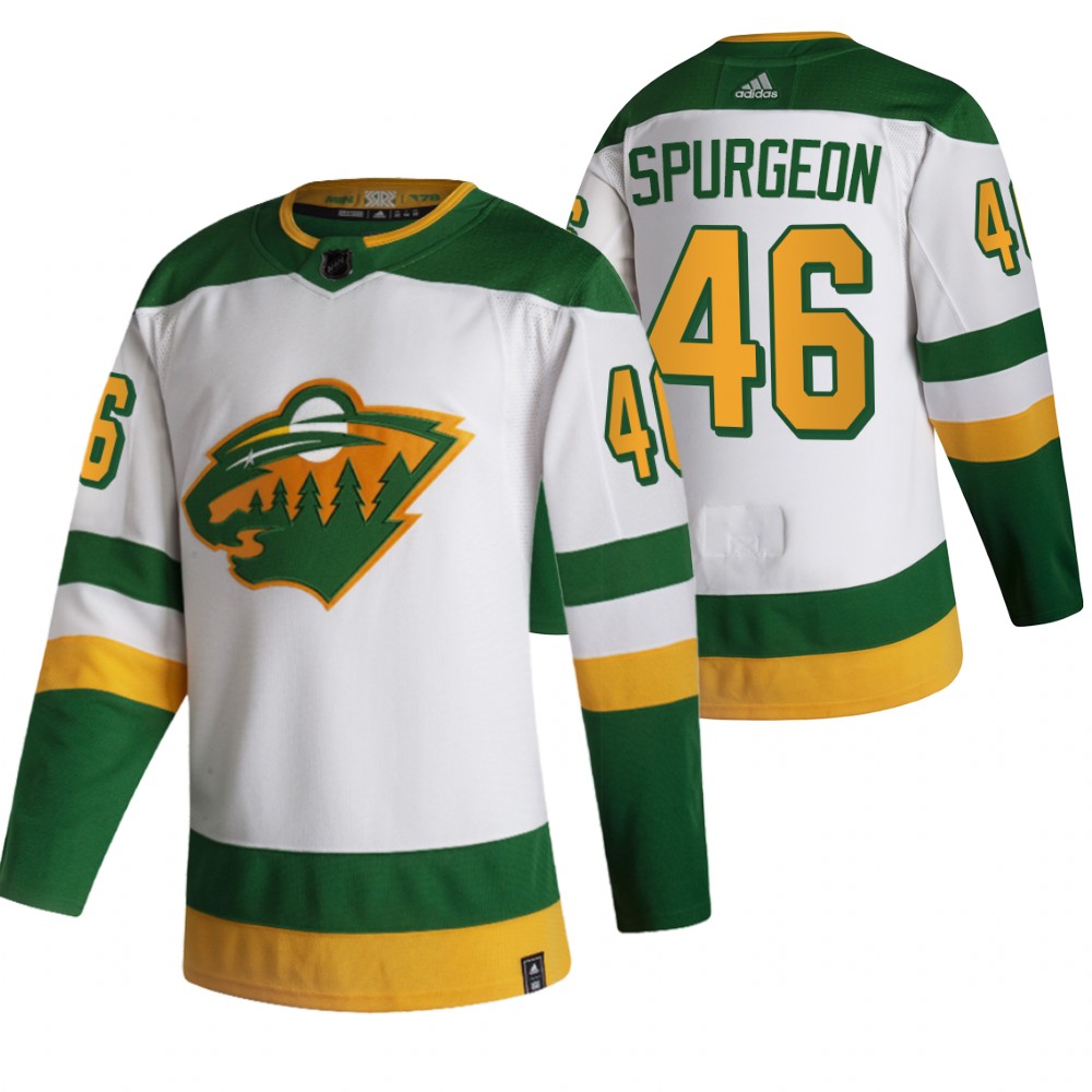 Personalized Minnesota Wild #46 Jared Spurgeon White Men’s 2020-21 Reverse Retro Alternate NHL Jersey