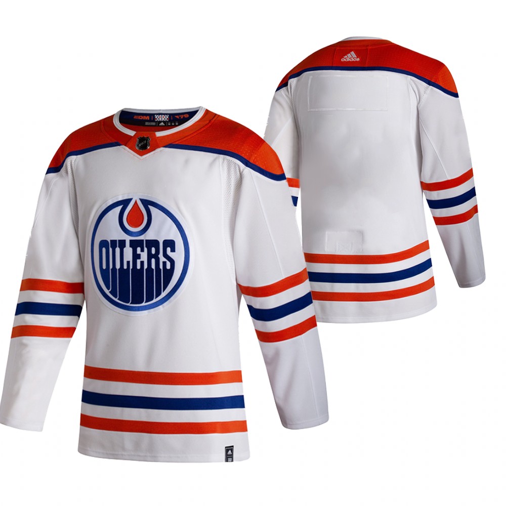 Personalized Edmonton Oilers Blank White Men’s 2020-21 Reverse Retro Alternate NHL Jersey