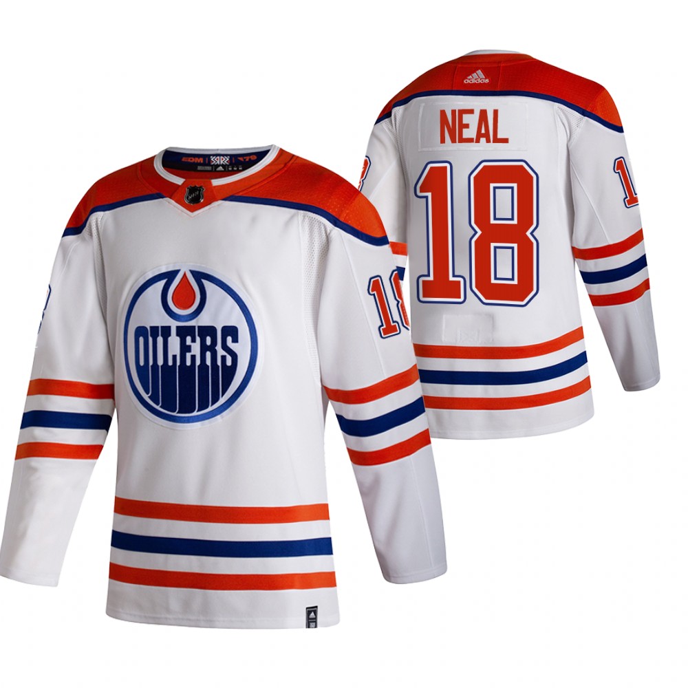 Personalized Edmonton Oilers #18 James Neal White Men’s 2020-21 Reverse Retro Alternate NHL Jersey