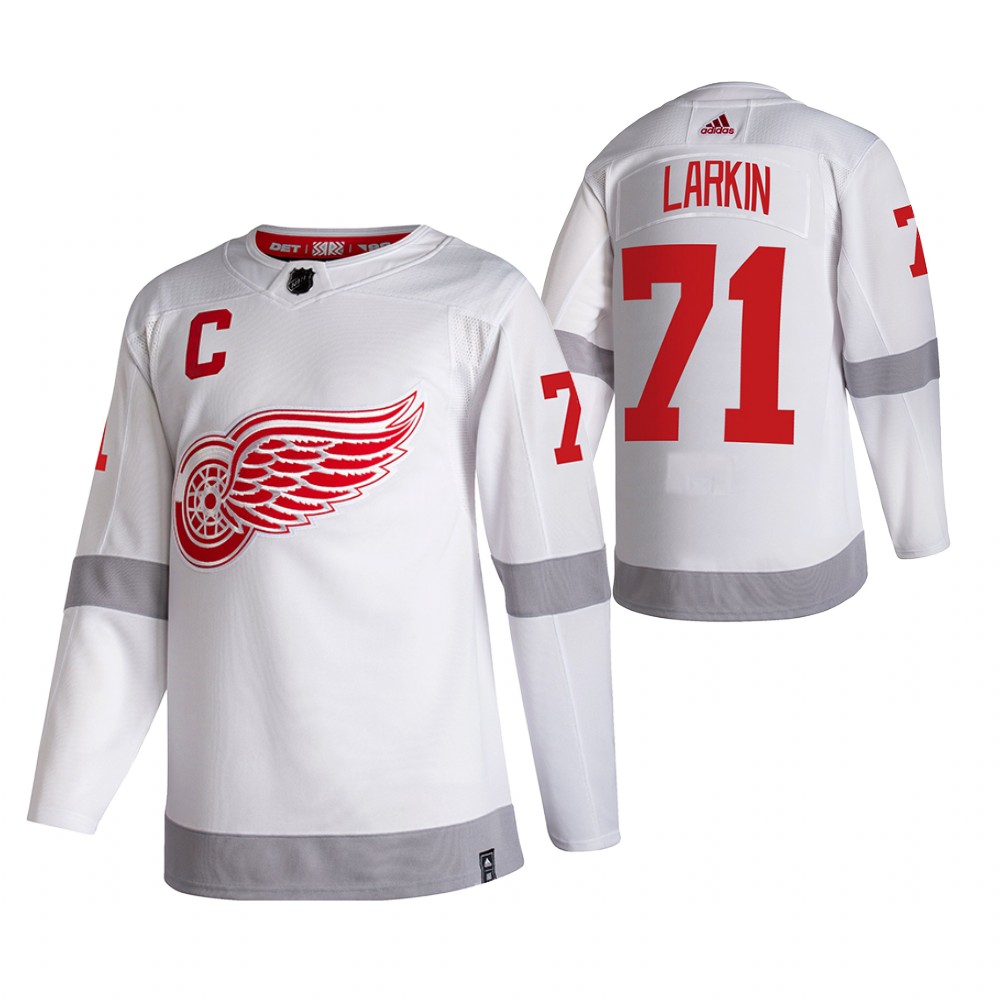Personalized Detroit Red Wings #71 Dylan Larkin White Men’s 2020-21 Reverse Retro Alternate NHL Jersey