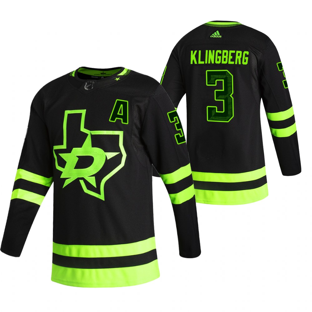 Personalized Dallas Stars #3 John Klingberg Black Men’s 2020-21 Reverse Retro Alternate NHL Jersey