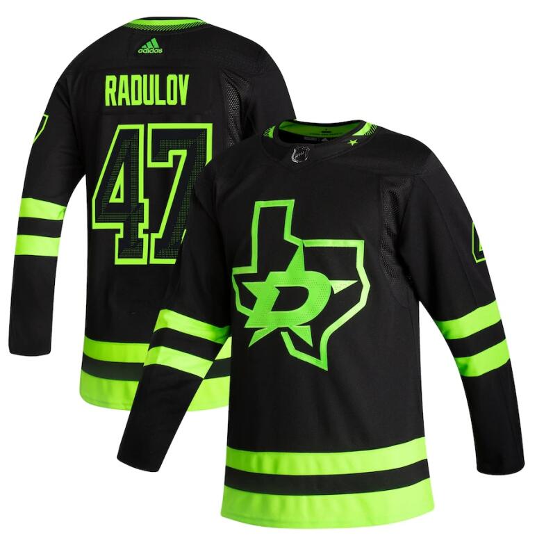 Personalized Dallas Stars #47 Alexander Radulov Black Men’s 2020-21 Reverse Retro Alternate NHL Jersey