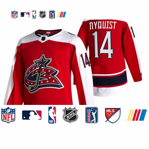 Personalized Columbus Blue Jackets #14 Gustav Nyquist Red Men’s 2020-21 Reverse Retro Alternate NHL Jersey