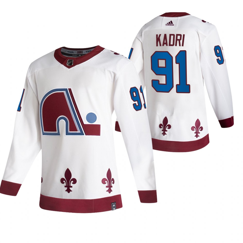 Personalized Colorado Avalanche #91 Nazem Kadri White Men’s 2020-21 Reverse Retro Alternate NHL Jersey