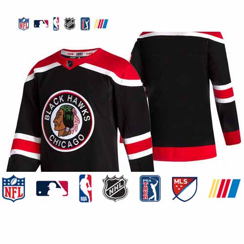 Personalized Chicago Blackhawks Blank Black Men’s 2020-21 Reverse Retro Alternate NHL Jersey