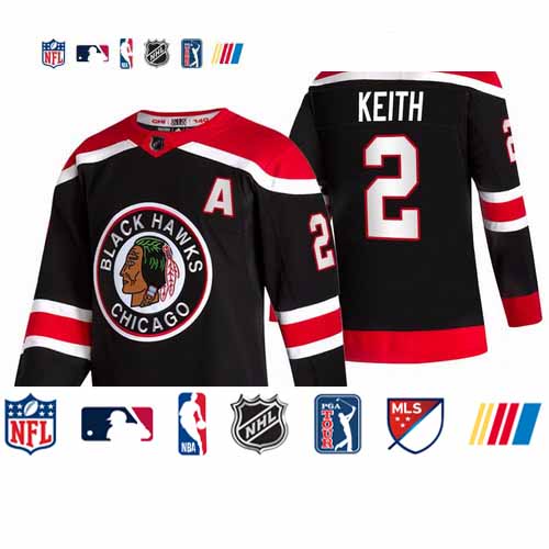 Personalized Chicago Blackhawks #2 Duncan Keith Black Men’s 2020-21 Reverse Retro Alternate NHL Jersey