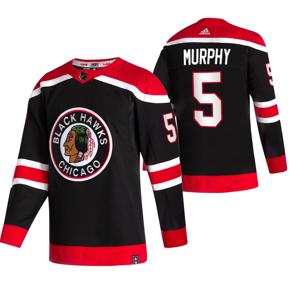 Personalized Chicago Blackhawks #5 Connor Murphy Black Men’s 2020-21 Reverse Retro Alternate NHL Jersey