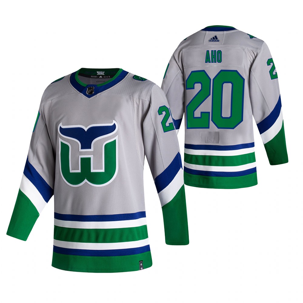 Personalized Carolina Hurricanes #20 Sebastian Aho Grey Men’s 2020-21 Reverse Retro Alternate NHL Jersey