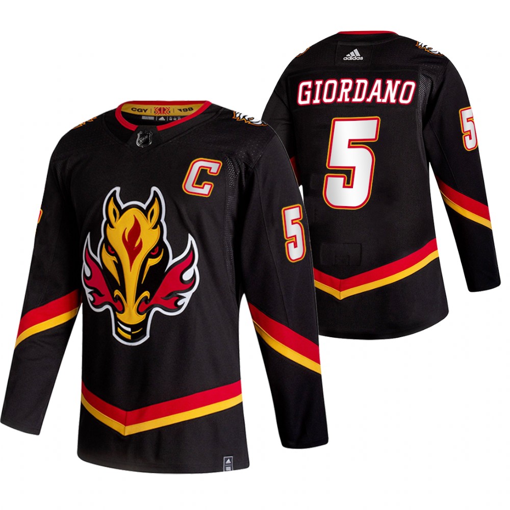 Personalized Calgary Flames #5 Mark Giordano Black Men’s 2020-21 Reverse Retro Alternate NHL Jersey