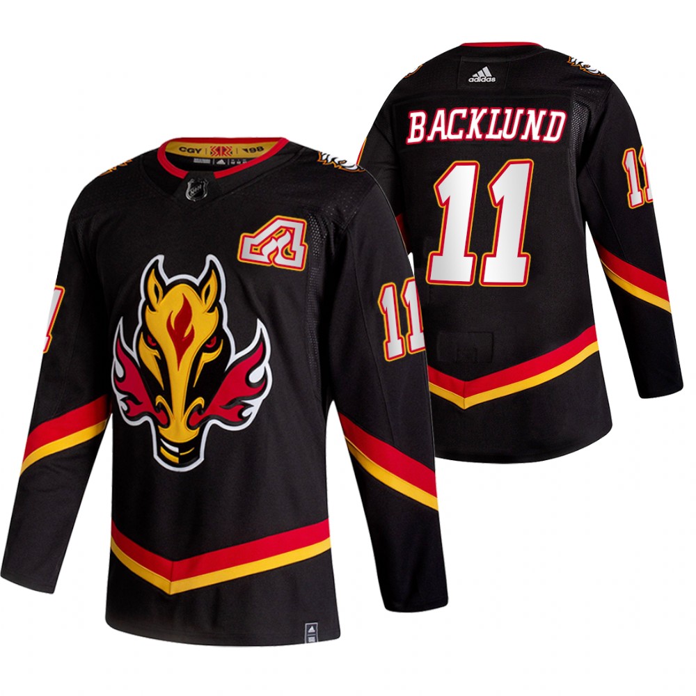 Personalized Calgary Flames #11 Mikael Backlund Black Men’s 2020-21 Reverse Retro Alternate NHL Jersey