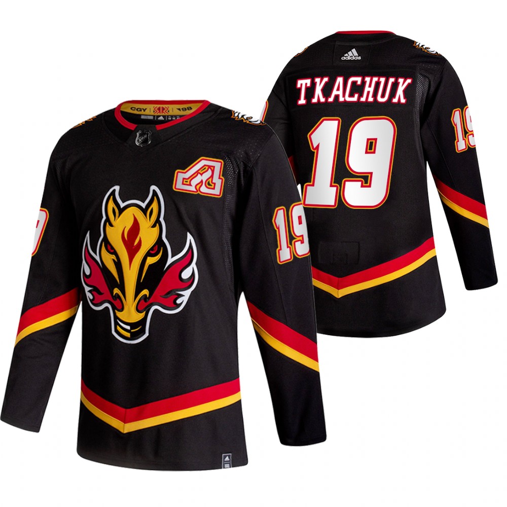 Personalized Calgary Flames #19 Matthew Tkachuk Black Men’s 2020-21 Reverse Retro Alternate NHL Jersey