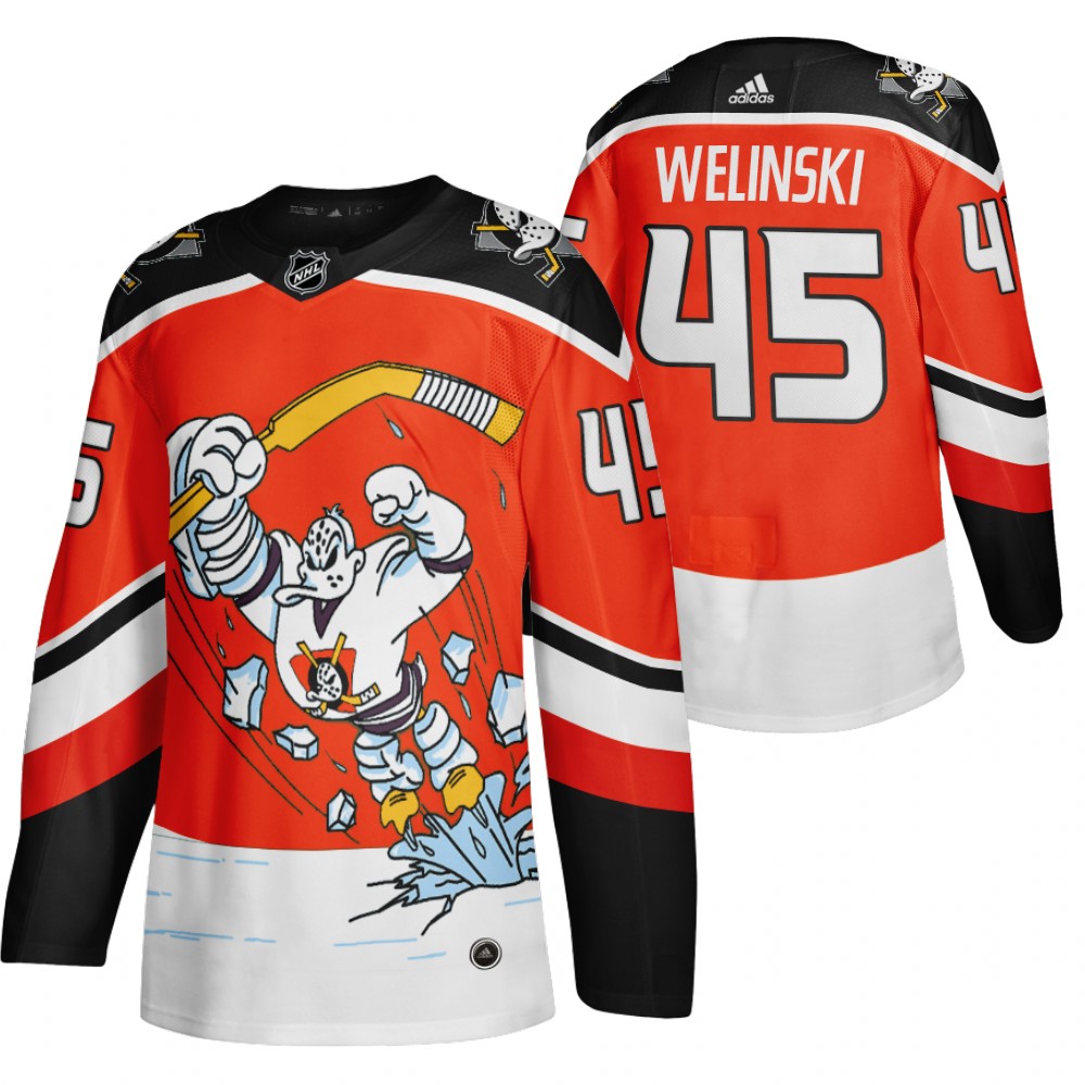 Personalized Anaheim Ducks #45 Andy Welinski Red Men’s 2020-21 Reverse Retro Alternate NHL Jersey