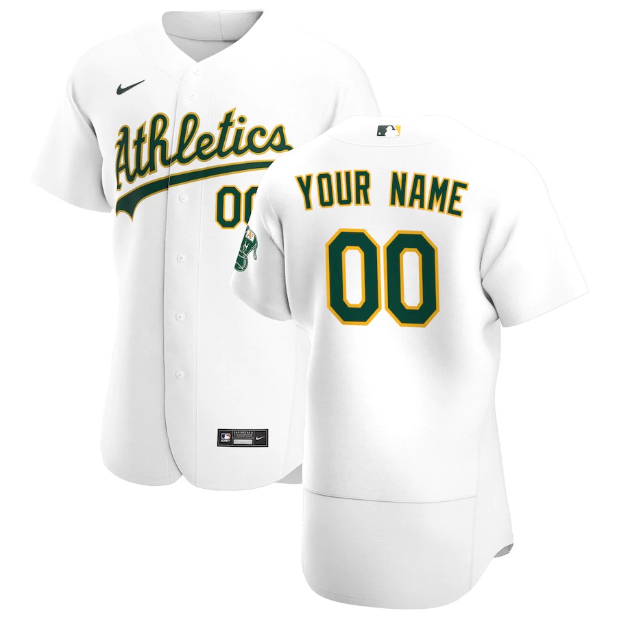 Personalized Oakland Athletics Men’s White Home 2020 Authentic Player MLB Jersey