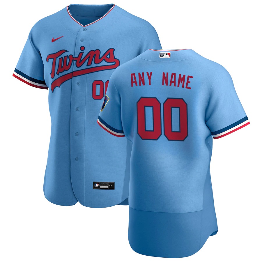 Personalized Minnesota Twins Men’s Light Blue Alternate 2020 Authentic Team MLB Jersey