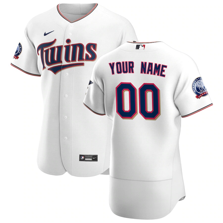 Personalized Minnesota Twins Men’s White Home 2020 60th Season Authentic Team MLB Jersey