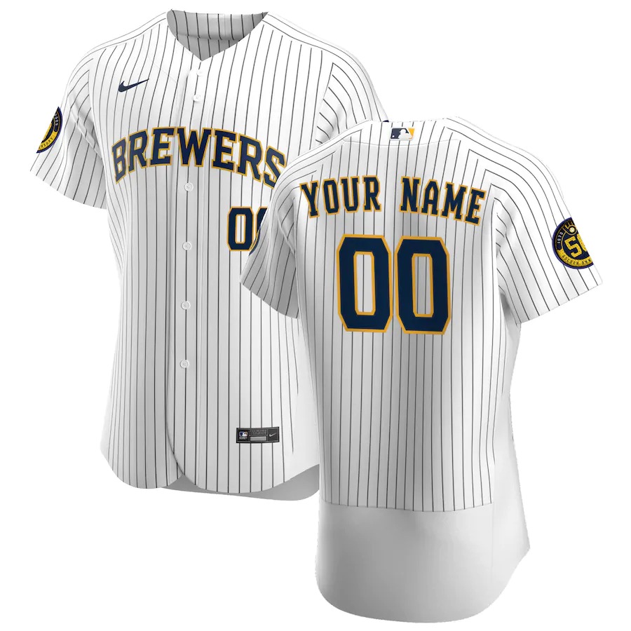 Personalized Milwaukee Brewers Men’s White Home 2020 Authentic Player MLB Jersey