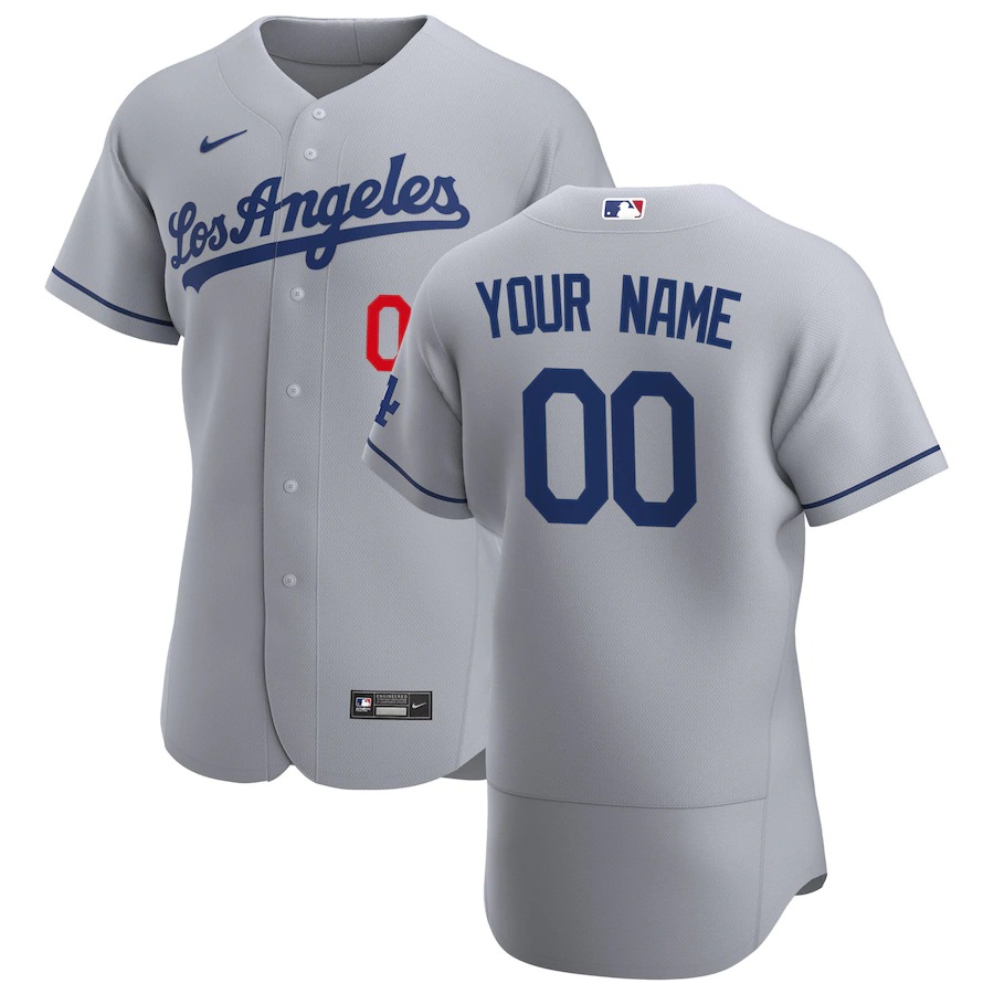 Personalized Los Angeles Dodgers Men’s Gray Road 2020 Authentic Team MLB Jersey
