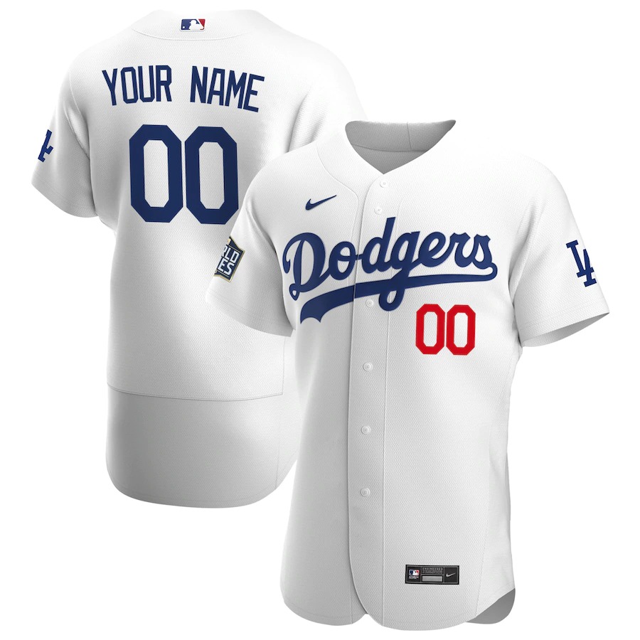 Personalized Los Angeles Dodgers Men’s White Home 2020 World Series Champions Authentic Player MLB Jersey