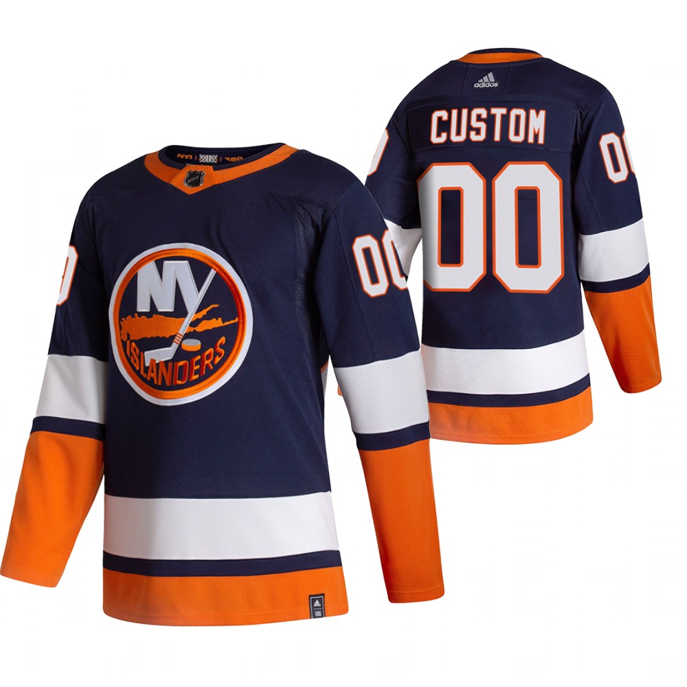 Personalized New York Islanders Navy Blue Men’s 2020-21 Reverse Retro Alternate NHL Jersey