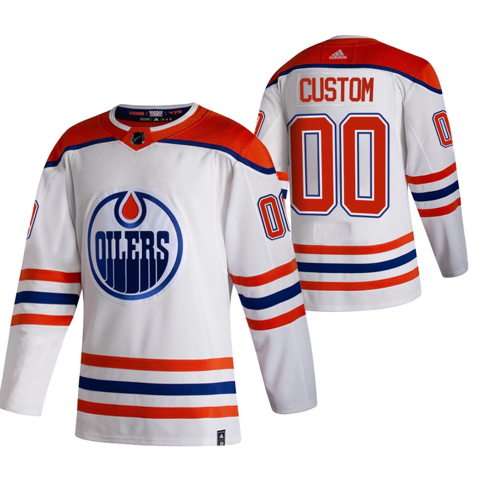 Personalized Edmonton Oilers White Men’s 2020-21 Reverse Retro Alternate NHL Jersey