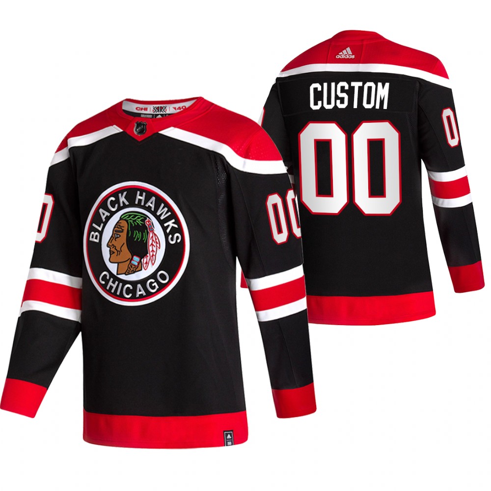 Personalized Chicago Blackhawks Black Men’s 2020-21 Reverse Retro Alternate NHL Jersey