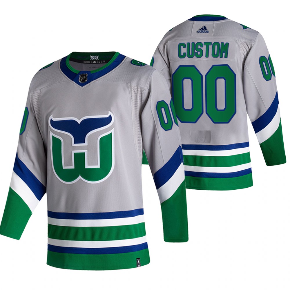 Personalized Carolina Hurricanes Grey Men’s 2020-21 Reverse Retro Alternate NHL Jersey