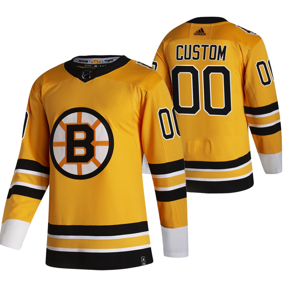 Personalized Boston Bruins Yellow Men’s 2020-21 Alternate Authentic Player NHL Jersey