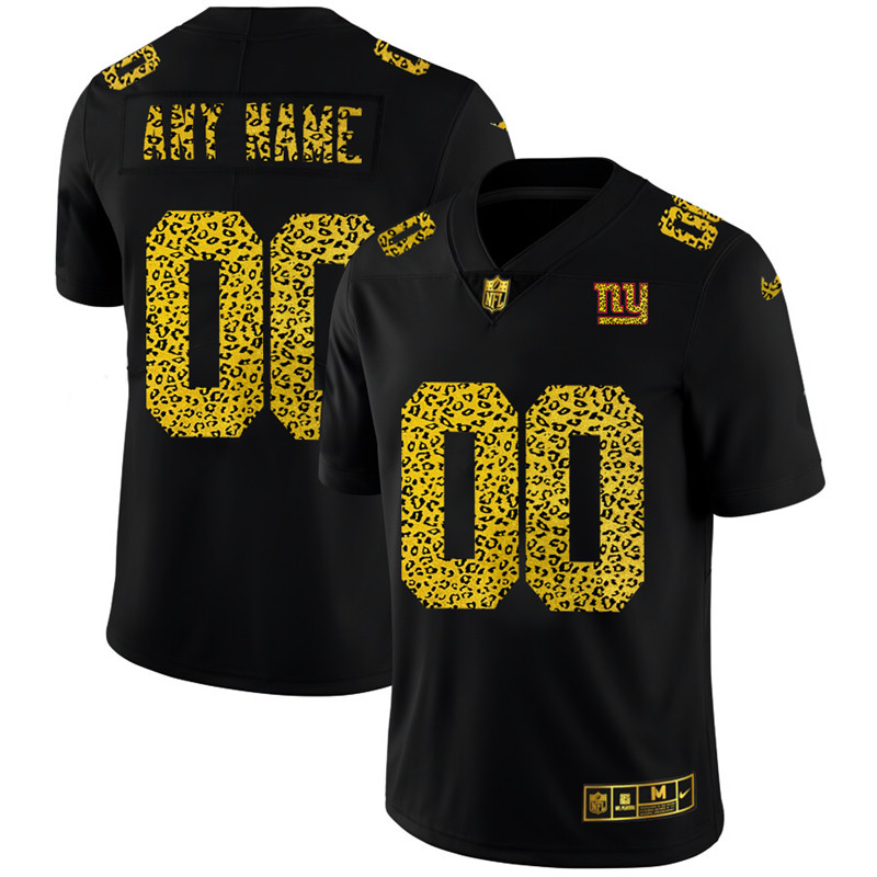 Personalized New York Giants Men’s Leopard Print Fashion Limited NFL Jersey Black