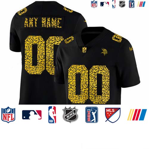 Personalized Minnesota Vikings Men’s Leopard Print Fashion Limited NFL Jersey Black