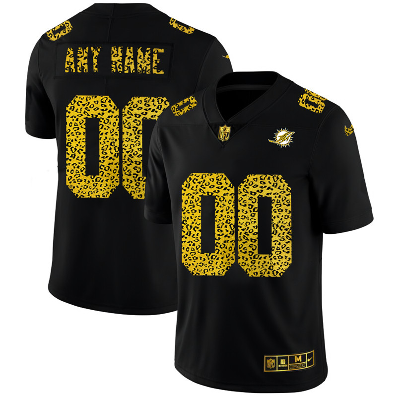 Personalized Miami Dolphins Men’s Leopard Print Fashion Limited NFL Jersey Black