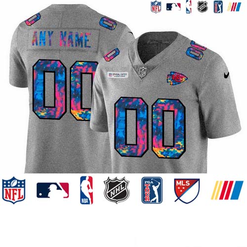 Personalized Kansas City Chiefs Men’s Multi-Color 2020 NFL Crucial Catch Untouchable Limited Jersey Greyheather