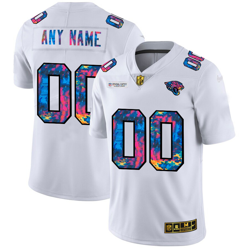 Personalized Jacksonville Jaguars Men’s White Multi-Color 2020 NFL Crucial Catch Limited NFL Jersey