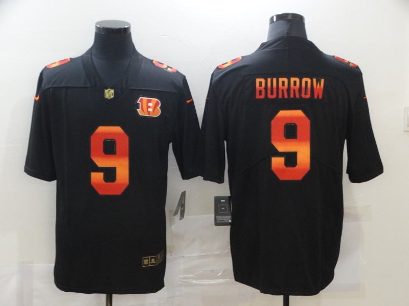 Personalized Bengals 9 Joe Burrow Black Colorful Fashion Limited Jersey