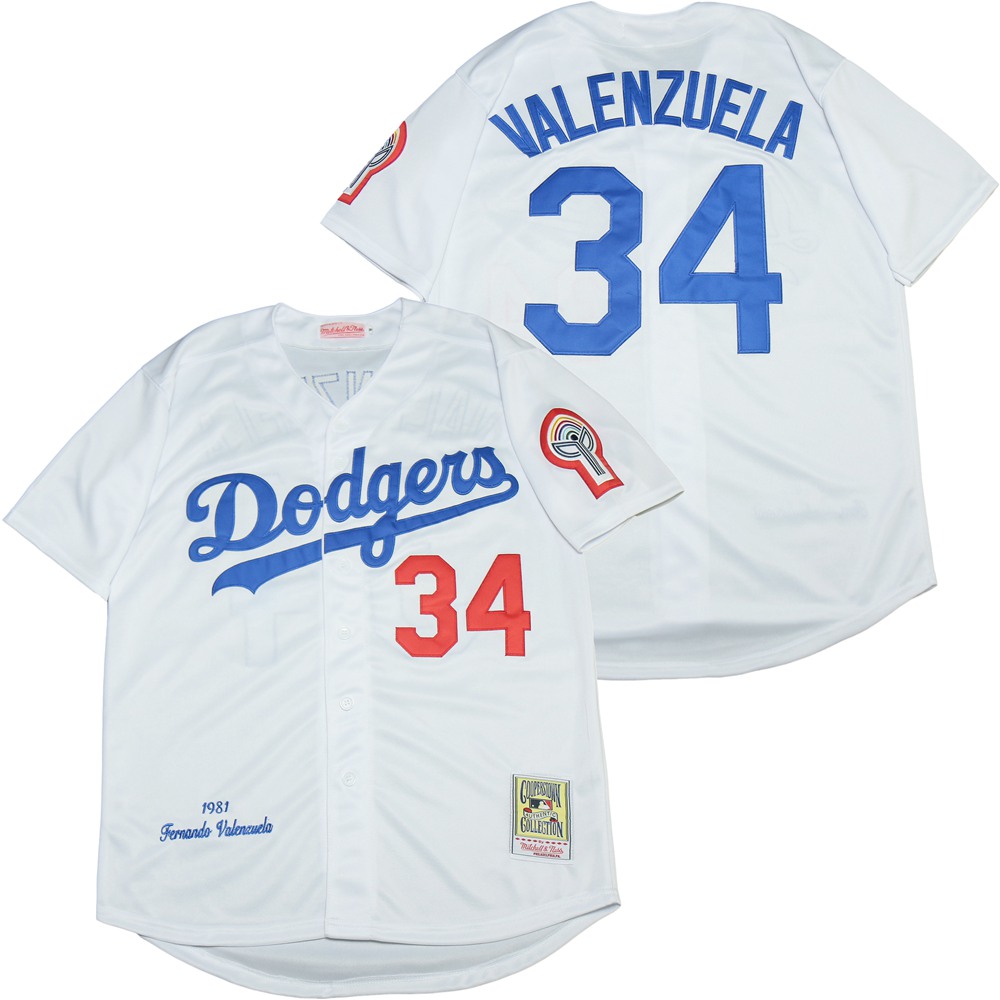 Personalized Dodgers 34 Fernando Valenzuela White 1981 Cooperstown Collection Jersey