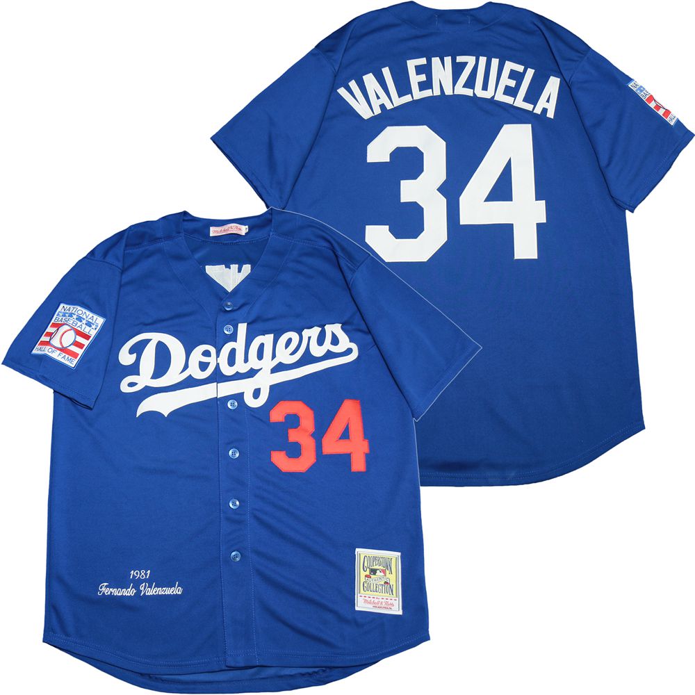 Personalized Dodgers 34 Fernando Valenzuela Royal 1981 Cooperstown Collection Jersey