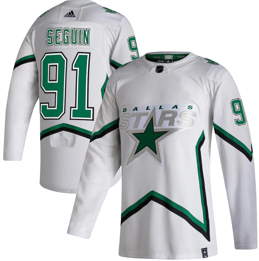 Personalized Stars 91 Tyler Seguin White 2020-21 Reverse Retro Jersey