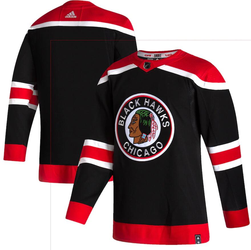 Personalized Blackhawks Blank Black 2020-21 Reverse Retro Jersey